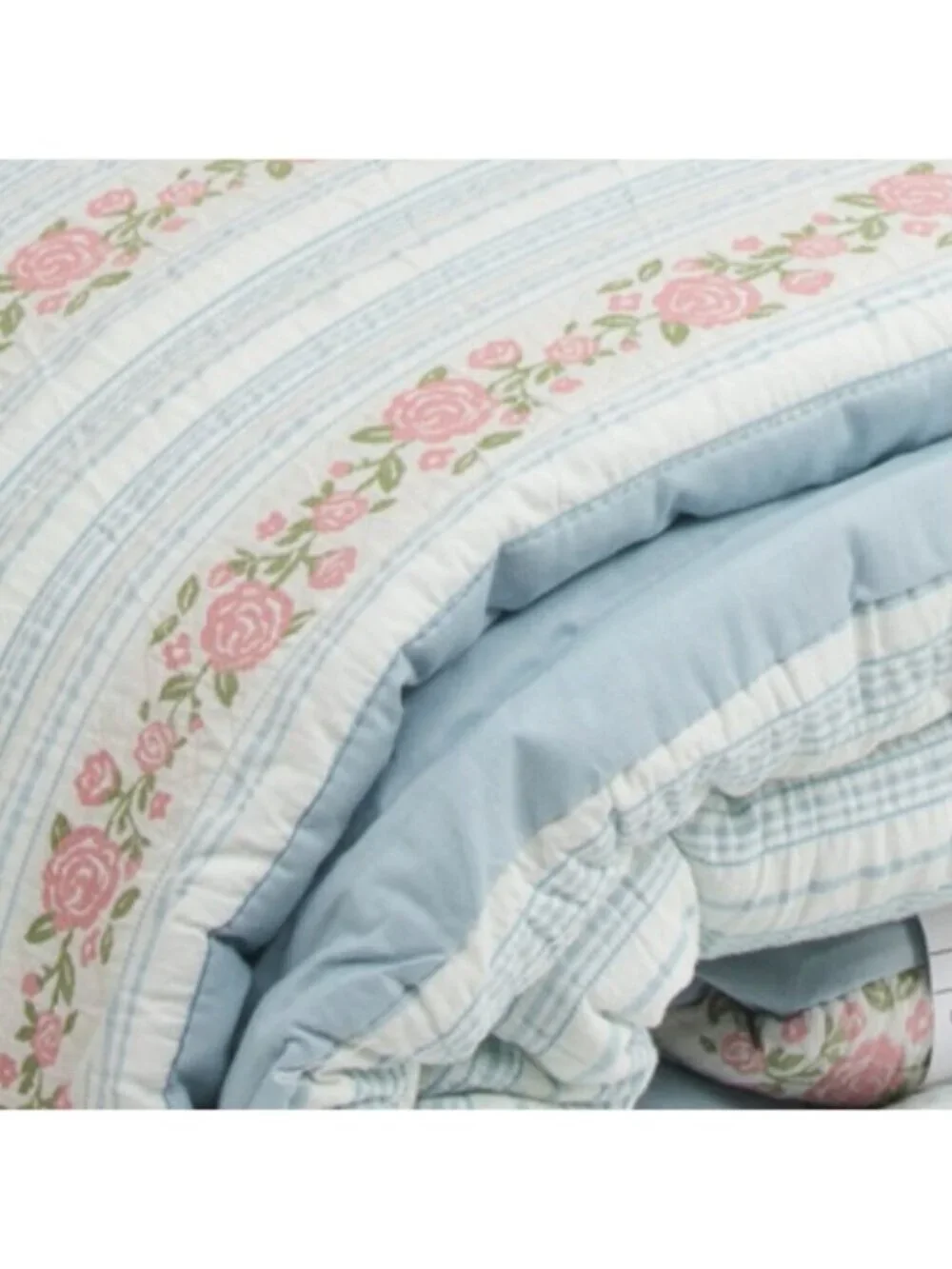 DELPHINE Cotton Floral Striped Comforter Set